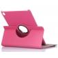 360 Degree Rotating Folio Jeans Cloth Skin PU Leather Case for 9.7-inch iPad Pro - Hot Pink