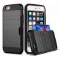 Brushed Texture Hybrid Dual Layer Armor With Card Slot Case For iPhone 6 Plus/6S Plus - Black