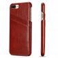 Oil Wax Pu Leather Credit Card Holder Back Case Cover for iPhone 7 Plus 5.5 inch - Red