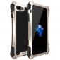 R-JUST Metal Gorilla Glass Shockproof Case Carbon Fiber Cover for iPhone 7 Plus - Gold&Black
