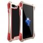 R-JUST Metal Gorilla Glass Shockproof Case Carbon Fiber Cover for iPhone 7 Plus - Gold&Red