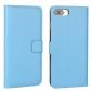 Real Genuine Leather Side Flip Wallet Case Cover for iPhone SE 2020 / 7 4.7 inch - Blue