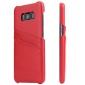 Genuine Leather Back Cover Case with 2 Credit Card ID Slots Holders for Samsung Galaxy S8+ Plus - Red