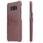 Litchi Cowhide Genuine Leather Case with Double Credit card slots for Samsung Galaxy S8 - Brown