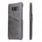 Oil Wax Pu Leather Credit Card Holder Back Case Cover for Samsung Galaxy S8 Plus - Grey
