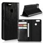 Crazy Horse Genuine Leather Flip Wallet Case Stand For Huawei Nova 2 - Black