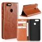 Crazy Horse Genuine Leather Flip Wallet Case Stand For Huawei Nova 2 - Brown