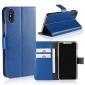 Crazy Horse Pattern PU Leather Wallet Holster Flip Case Phone Cover For iPhone X - Dark Blue