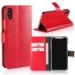 Crazy Horse Pattern PU Leather Wallet Holster Flip Case Phone Cover For iPhone X - Red