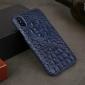 Crocodile Head Pattern Genuine Leather Back Case for iPhone X - Dark Blue