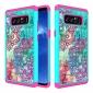 Crystal Bling Design Hybrid Armor Protective Case Cover For Samsung Galaxy Note 8 - Teal & Rose