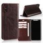Genuine Leather Card Slots Crazy Horse Grain Case for iPhone X - Coffee