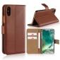 Genuine Leather Flip Wallet Case Cover Card Holder For iPhone X - Brown