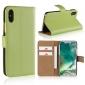 Genuine Leather Flip Wallet Case Cover Card Holder For iPhone X - Green