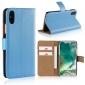 Genuine Leather Flip Wallet Case Cover Card Holder For iPhone X - Light Blue