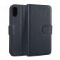 Genuine Leather Wallet Card Holder Flip Stand Case for iPhone X - Navy Blue