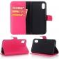 Lichee Pattern PU Leather Protective Cover Case for iPhone X - Rose Red