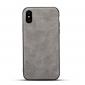 Slim Retro Leather Case Back Cover Skin For iPhone X - Light Gray