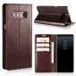 Crazy Horse Genuine Leather Flip Wallet Stand Case for Samsung Galaxy Note 8 - Coffee