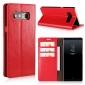 Crazy Horse Genuine Leather Flip Wallet Stand Case for Samsung Galaxy Note 8 - Red