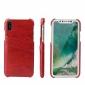 Oil Wax Style Insert Card Leather Back Case Cover for iPhone X - Red