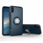 Ring Stand Armor Hybrid Shockproof Protective Cover Phone Case For iPhone X - Navy blue