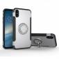 Ring Stand Armor Hybrid Shockproof Protective Cover Phone Case For iPhone X - Silver
