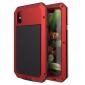 Aluminum Metal Shockproof Waterproof Glass Case Cover for iPhone XS / X - Red