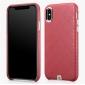 Luxury Real Genuine Leather Back Case Cover for iPhone X - Red