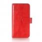 Luxury Crazy Horse Leather Flip Case Wallet With Card Holder for iPhone X - Red