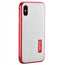 Aluminum Metal Bumper Frame Shockproof Case+Carbon Fiber Back Cover For iPhone XS / X - Red&Silver