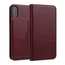 Luxury Genuine Cow Leather Card Slot Slim Flip Case for iPhone X 8 7 6s Plus - Wine Red