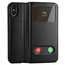 Luxury Genuine Leather Stand Case Dual Window View for iPhone X - Black