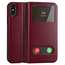 Luxury Genuine Leather Stand Case Dual Window View for iPhone X - Wine Red