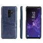 Luxury Oil Wax PU Leather Back Case with 2 Credit Card Slots For Samsung Galaxy S9 - Dark Blue