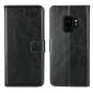 Crazy Horse Magnetic PU Leather Flip Case Inner TPU Cover for Samsung Galaxy S9 - Black
