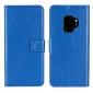 Crazy Horse Magnetic PU Leather Flip Case Inner TPU Cover for Samsung Galaxy S9 - Blue