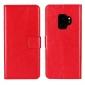 Crazy Horse Magnetic PU Leather Flip Case Inner TPU Cover for Samsung Galaxy S9 - Red