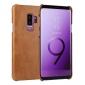 Genuine Leather Matte Back Hard Case Cover for Samsung Galaxy S9 - Brown