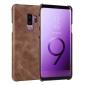 Genuine Leather Matte Back Hard Case Cover for Samsung Galaxy S9 - Dark Brown