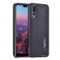Aluminum Genuine Leather Hybrid Stand Case for HuaWei P20 Pro - Black