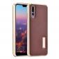 Aluminum Genuine Leather Hybrid Stand Case for HuaWei P20 Pro - Gold&Brown