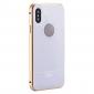 Aluminum Metal Bumper with Tempered glass Cover Case for iPhone XS / X - Gold&White