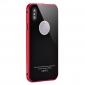 Aluminum Metal Bumper with Tempered glass Cover Case for iPhone XS / X - Red&Black