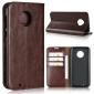 Crazy Horse Genuine Leather Flip Case Cover Stand with Card Slots for Motorola Moto G6 - Coffee