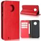 Crazy Horse Genuine Leather Flip Case Cover Stand with Card Slots for Motorola Moto G6 - Red