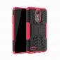 For LG LV3 2018 / LG Aristo 2 Shockproof Hybrid Kickstand Rubber Hard Case Cover - Hot pink