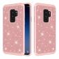 For Samsung Galaxy S9 Glitter Case PC Silicone Leather Dual Layer Heavy Duty Phone Case  - Rose gold