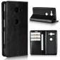 For Sony Xperia XZ2 Compact Crazy Horse Genuine Leather Case Flip Stand Card Slot - Black