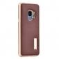 Space Aluminum + Genuine Leather  Case for Samsung Galaxy S9 - Gold&Brown